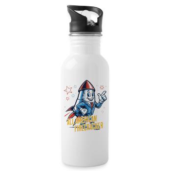 All American Firecracker Retro Vintage Design - Water bottle with straw - white - Right