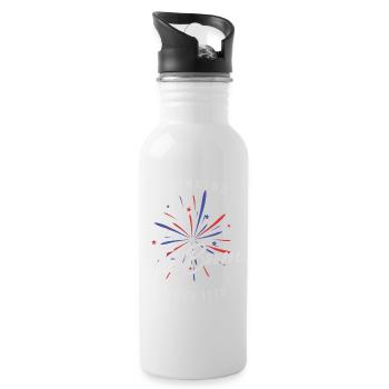 Brings the boom since 1776 retro vintage design - Water bottle with straw - white - Right