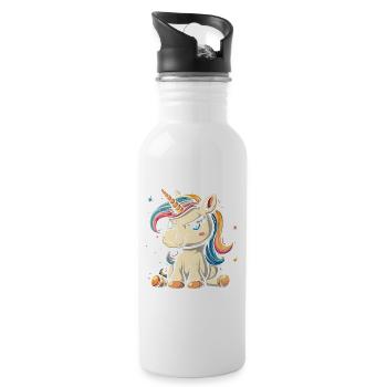 Ne me regarde pas sur ce ton Licorne - Gourde avec paille intégrée - blanc - Droite
