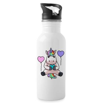 Unicorn Birthday Birthday Gift Kids - Water bottle with straw - white - Right