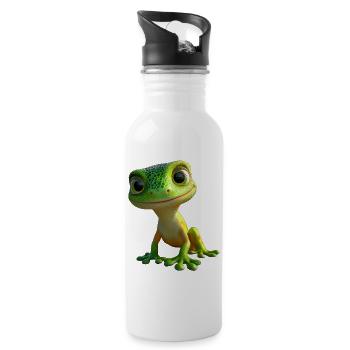 Gecko Eidechse Reptil Geckos Echse Leguan Gekko - Trinkflasche mit integriertem Trinkhalm - Weiß - Rechts