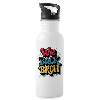 Cheerful Retro Text Design - Water bottle with straw - white - Right