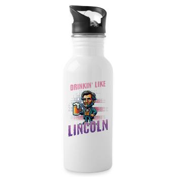 Drinkin Like Lincoln Retro Vintage Design - Water bottle with straw - white - Right