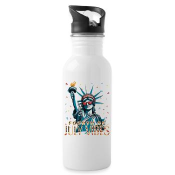 4th of July vibes, Statue of Liberty celebrations - Water bottle with straw - white - Right