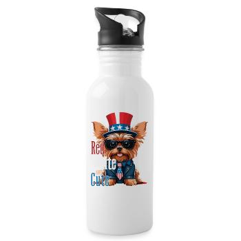 Yorkshire Terrier 4th of July Dog Lover - Water bottle with straw - white - Right