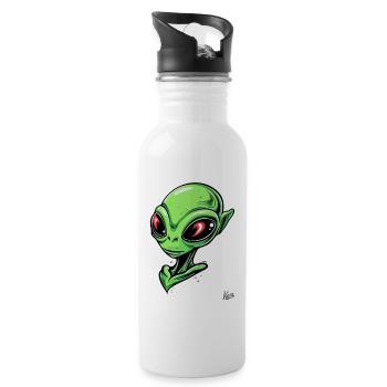 Super-Schicker Alien - Trinkflasche mit integriertem Trinkhalm - Weiß - Rechts
