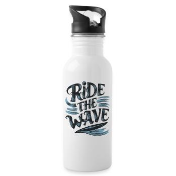 Ride the Wave Surfen Surfbrett Sommer Urlaub - Trinkflasche mit integriertem Trinkhalm - Weiß - Rechts