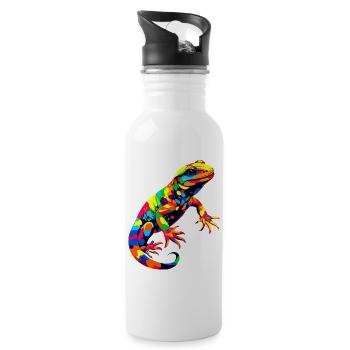 Salamander Molch Schwanzlurch Feuersalamander - Trinkflasche mit integriertem Trinkhalm - Weiß - Rechts