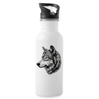 Wolf Motif Wolves Wolf Pack Gray Wolfhound Wolf - Water bottle with straw - white - Right