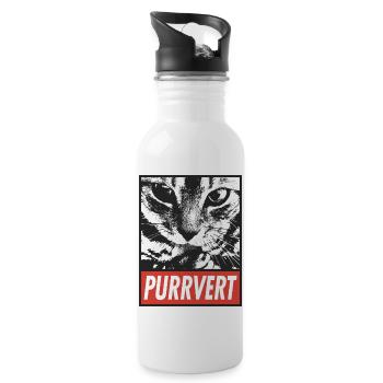 Purrvert – einzigartige Katzengrafik - Trinkflasche mit integriertem Trinkhalm - Weiß - Rechts