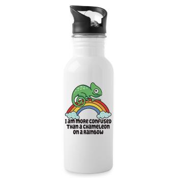 Ich Bin Verwirrter Als Ein Chamäleon - Trinkflasche mit integriertem Trinkhalm - Weiß - Rechts