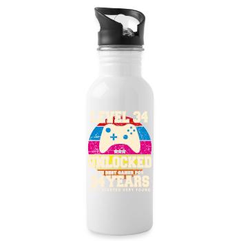 Original 1990 34 Years Level 34 Unlock - Water bottle with straw - white - Right
