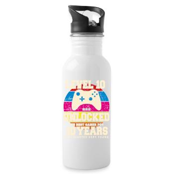Original 2014 10 Jahre Level 10 Freischaltung - Trinkflasche mit integriertem Trinkhalm - Weiß - Rechts