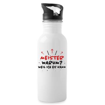 Meister Spruch Prüfung Lustiges Meister Geschenk - Trinkflasche mit integriertem Trinkhalm - Weiß - Rechts