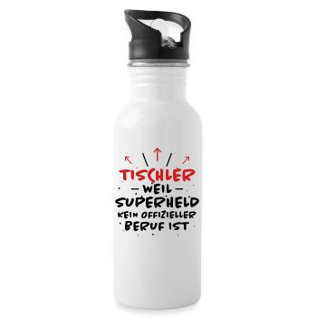 Tischler Spruch Beruf Lustiges Tischler Geschenk - Trinkflasche mit integriertem Trinkhalm - Weiß - Rechts