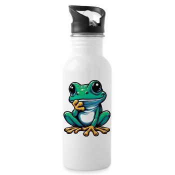 Frosch - Trinkflasche mit integriertem Trinkhalm - Weiß - Rechts