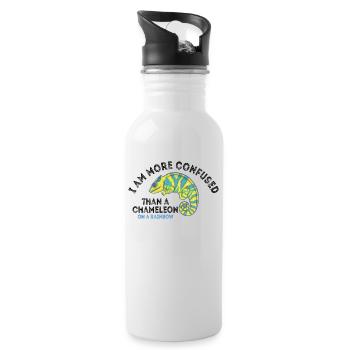 Ich Bin Verwirrter Als Ein Chamäleon - Trinkflasche mit integriertem Trinkhalm - Weiß - Rechts
