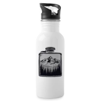 Nature Landscape Outdoor Mountain Landscape Hip Flask - Water bottle with straw - white - Right