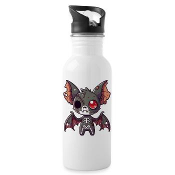 Chauve-souris zombie effrayante pour s’amuser à Halloween - Gourde avec paille intégrée - blanc - Droite