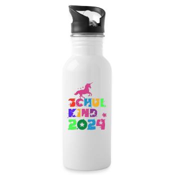Rosa Einhorn ABC Schulkind 2024 - Trinkflasche mit integriertem Trinkhalm - Weiß - Rechts