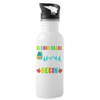 Second Grade Let The Adventure Begin - Water bottle with straw - white - Right