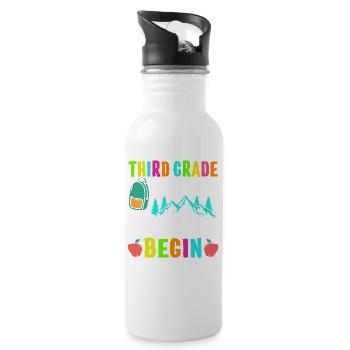 Third Grade Let The Adventure Begin - Water bottle with straw - white - Right