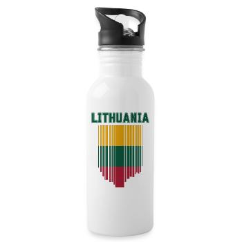 Litauische Flagge, Litauischer Stolz - Trinkflasche mit integriertem Trinkhalm - Weiß - Rechts