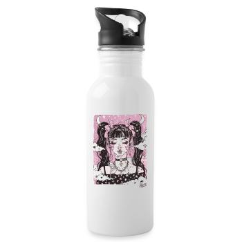 Super coole Schönheit: Grunge Emo Mädchen - Trinkflasche mit integriertem Trinkhalm - Weiß - Rechts