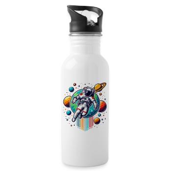 Astronautes rétro Space Planet Design - Gourde avec paille intégrée - blanc - Droite