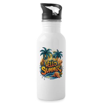 Summer Tropical Vibe Print - Water bottle with straw - white - Right