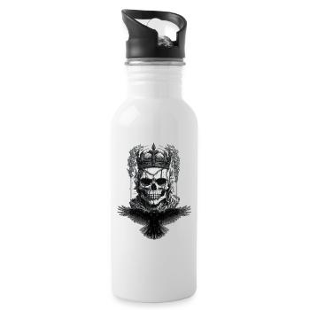 Skull Halloween Raven King - Water bottle with straw - white - Right