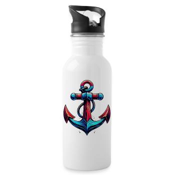 Ein Anker - Trinkflasche mit integriertem Trinkhalm - Weiß - Rechts