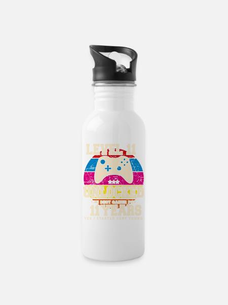 Original 2013 11 Jahre Level 11 Freischalten - Trinkflasche mit integriertem Trinkhalm - Weiß