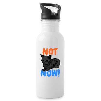 Funny Cat - Water bottle with straw - white - Right
