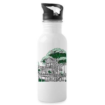 Cabane dans les arbres - Gourde avec paille intégrée - blanc - Droite