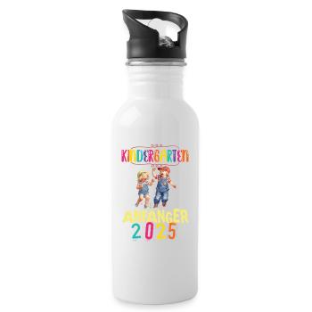 Kindergarten Anfänger 2025 Kita Krippe Hort - Trinkflasche mit integriertem Trinkhalm - Weiß - Rechts