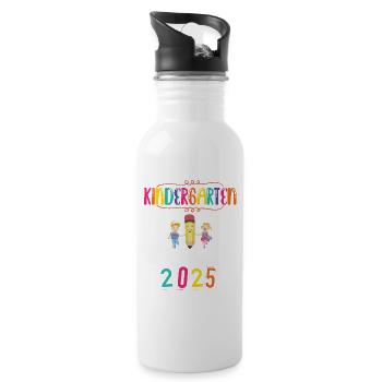 Kindergarten Abgänger 2025 Abschied Kita Kiga Hort - Trinkflasche mit integriertem Trinkhalm - Weiß - Rechts