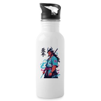 Samouraï Oni Yokai Esthétique Style Vaporwave - Gourde avec paille intégrée - blanc - Droite