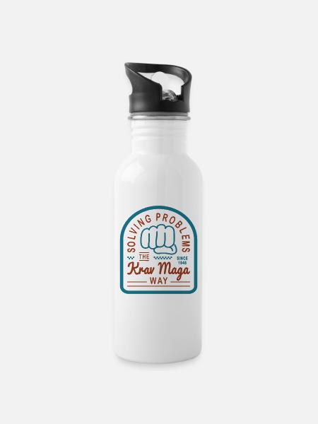 Solving problems the Krav Maga way - Trinkflasche mit integriertem Trinkhalm - Weiß