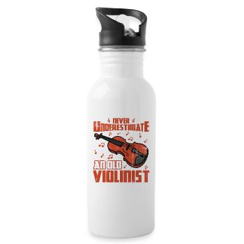 Ne sous-estimez jamais un vieux violoniste - Gourde avec paille intégrée - blanc - Droite