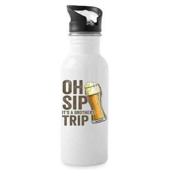 Geschwister Oh Sip Its A Brothers Trip - Water bottle with straw - white - Right