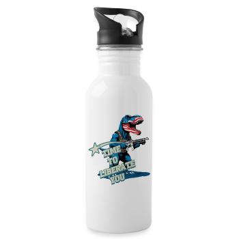 Time To Liberate Funny USA Dinosaur - Trinkflasche mit integriertem Trinkhalm - Weiß - Rechts
