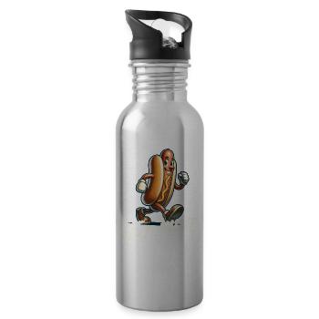 Independence Day American Flag Funny - Water bottle with straw - silver - Right