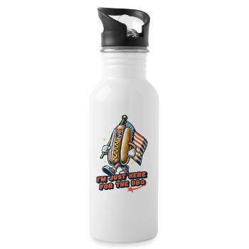 Here For BBQ Funny Hotdog Design 4th of July - Trinkflasche mit integriertem Trinkhalm - Weiß - Rechts