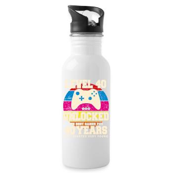 Original 1984 40 Jahre Level 40 Freischalten - Trinkflasche mit integriertem Trinkhalm - Weiß - Rechts
