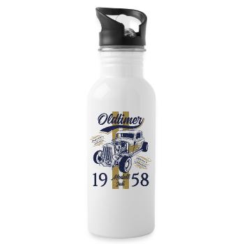 66. Geburtstag Oldtimer Juli 1958 Jahrgang 1958 - Trinkflasche mit integriertem Trinkhalm - Weiß - Rechts