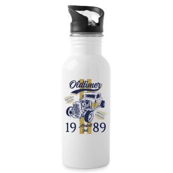 35. Geburtstag Oldtimer Juli 1989 Jahrgang 1989 - Trinkflasche mit integriertem Trinkhalm - Weiß - Rechts