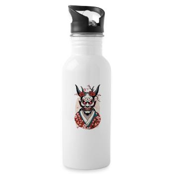 Oni Demons Mask Japan Culture Aesthetics Design - Water bottle with straw - white - Right
