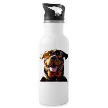 Rottweiler Dogs Love Proud Rottweiler Lovers - Water bottle with straw - white - Right
