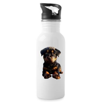 Rottweiler Dogs Love Proud Rottweiler Lovers - Water bottle with straw - white - Right